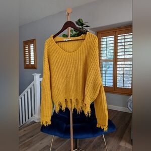 Young Fabulous & Broke Thick Knit Fringe Oversized Sweater Women's Size M/L